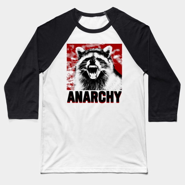 Anarchy Raccoon Red Baseball T-Shirt by giovanniiiii